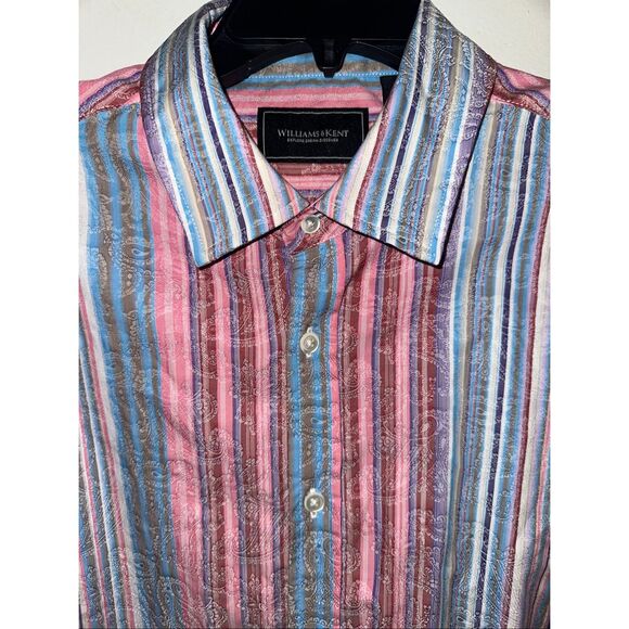 Williams & Kent long-sleeve button-down shirt with a colorful striped and paisle - Picture 3 of 4